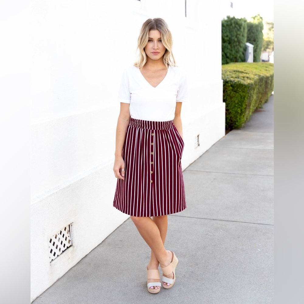 Tickled Teal stripe skirt